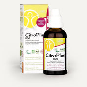 Eine Flasche CitroPlus® 800 (Bio) von gse.organic.supplements steht neben ihrer Schachtel mit Bioflavonoid-Gehalt, veganen und pflanzlichen Symbolen, Produktinformationen und einem gelb-weiß-grünen Design.